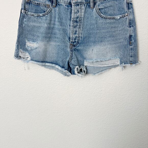 [Rachel Parcell] High Rise Dark Wash Denim Distressed Shorts NWT Button Fly 29 - Picture 6 of 12